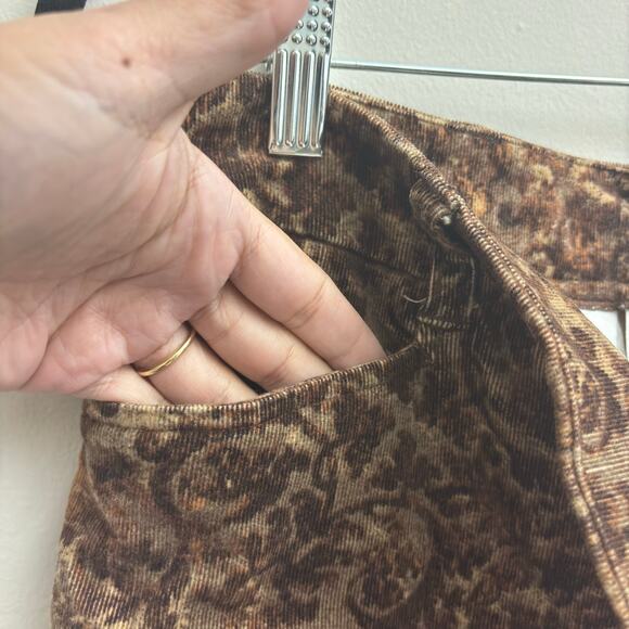 Vintage Brown Damask Print Corduroy Straight Leg Pants Women’s size 4 - Picture 7 of 9